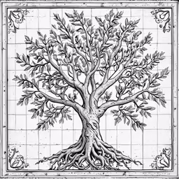 a drawing of a tree with its roots still growing