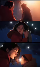 two images of two people embracing in the dark