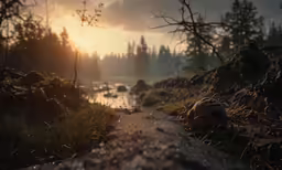 an image of a body of water near a forest