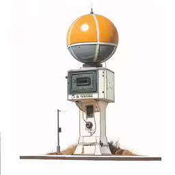 a large yellow and white device with an antenna