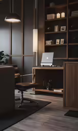 the interior is empty and has a wooden desk