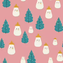 the snowmen and pine trees are on pink paper