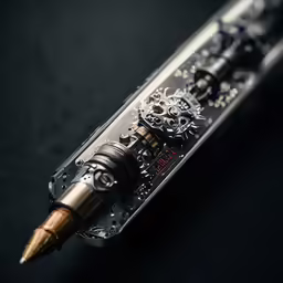 an elegant pen is shown in a black background