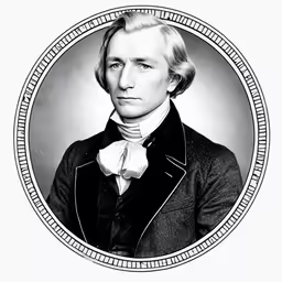 a black and white portrait of a man with blonde hair