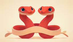 an orange snake with its eyes closed and a sign in front