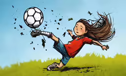 a kid is catching a soccer ball on the field