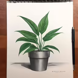 a drawing of a plant sitting in a pot