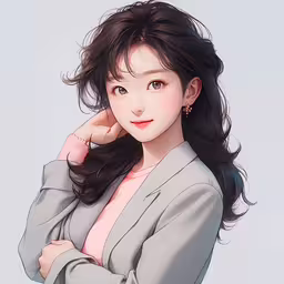 the young woman is posing in a suit,an image of a woman posing for a picture