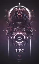 a digital graphic of the letter e with an animal in front of it
