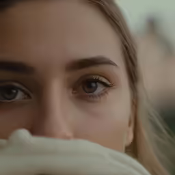 the girl with a toothbrush is looking to the side