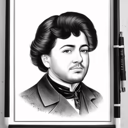 an illustration of a man in uniform with a black hat