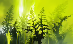 a painting of trees is in the sun