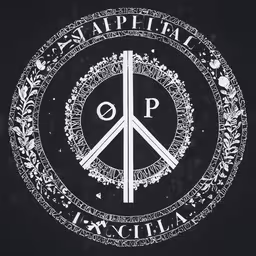 the symbol of peace is shown on a black background,the emblem for the band imppleia