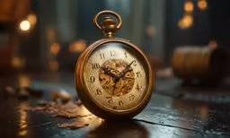 an old pocket watch is sitting on a table