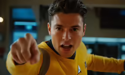 a man holding a gun is dressed in yellow