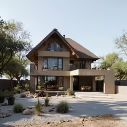 a large house with lots of windows and landscaping