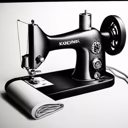 a black and white image of an old sewing machine