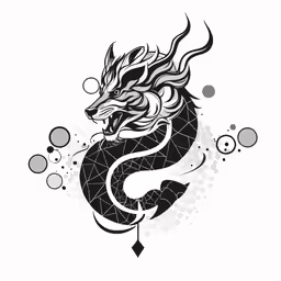 a dragon with horns and a tail sitting on top of a rock