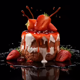 chocolate cake with strawberrys sitting on a table