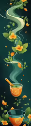 the tea cup is sitting on a lily leafy table