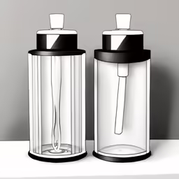 two coffee grinders and one is empty on the table