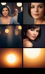 a composite shot of a lady on a dark background