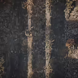 an artistic image of some trees with dirt