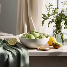 there is a bowl that has fruit inside of it
