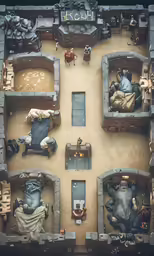 a close up view of statues on display