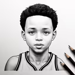 a drawing of the lakers player with different pencils