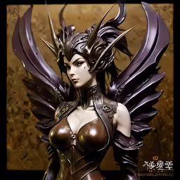 a woman dressed in an armor with her wings extended