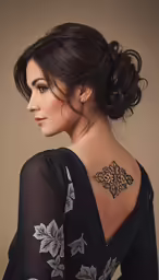 a woman with large tattoos on her back