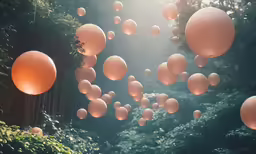 several balls flying in the air through the air