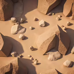 some rocks and boulders placed together on the ground