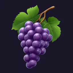 a painting of grapes with green leaves on black background
