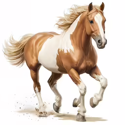 a horse running with the wind blowing on its mane