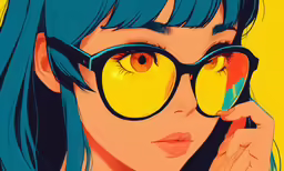 woman with glasses talking on the phone with yellow background