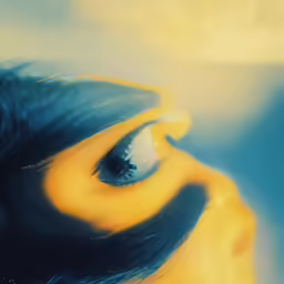 a yellow painted image shows an eye