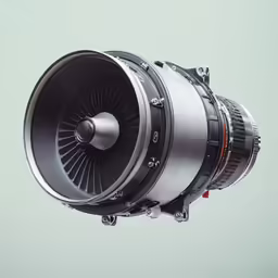 the jet engine is showing its turbine blades