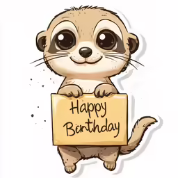 an animal holding a sign that says happy birthday