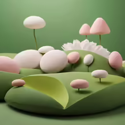 a bunch of colorful mushrooms and plants on the ground