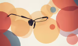 a pair of glasses is sitting against a colorful painting
