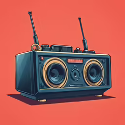 a large black radio set with two antennae