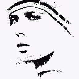 the headband of a woman with an abstract line drawing,the silhouette of a woman