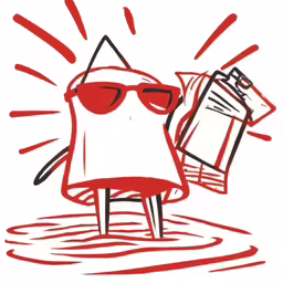 red sunglasses are in the water with the person on his knees