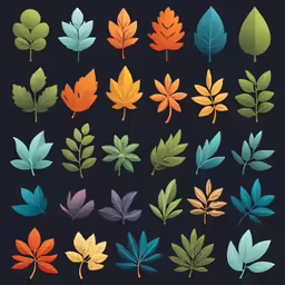a bunch of different colored leaves