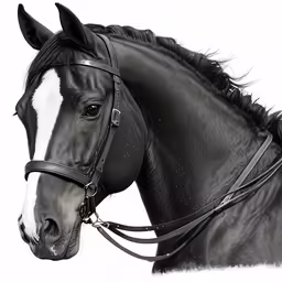 a black and white horse has a braided mane