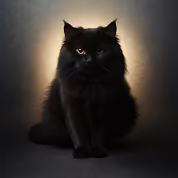 the cat is sitting in front of the light on the wall