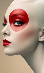 a close up of a woman wearing makeup