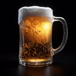 an ice cold beer with some bubbles in it